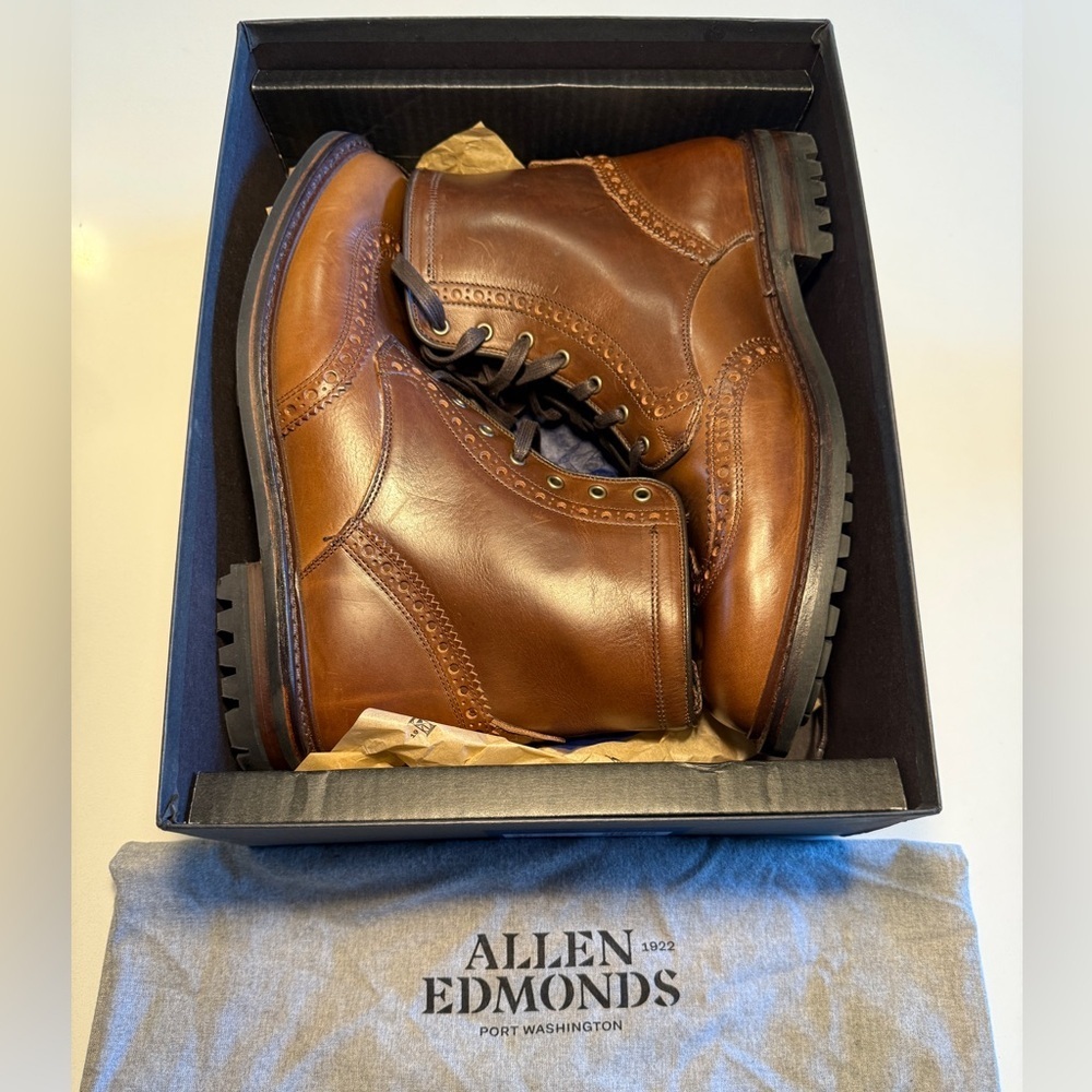 ALLEN EDMONDS - Chapman Weatherproof Wingtip Boot - Men’s Size 12 Wide - NWT - Picture 16 of 16